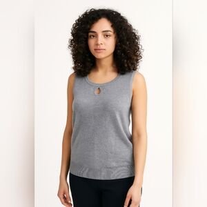 Gray Sleeveless Keyhole Knit Top